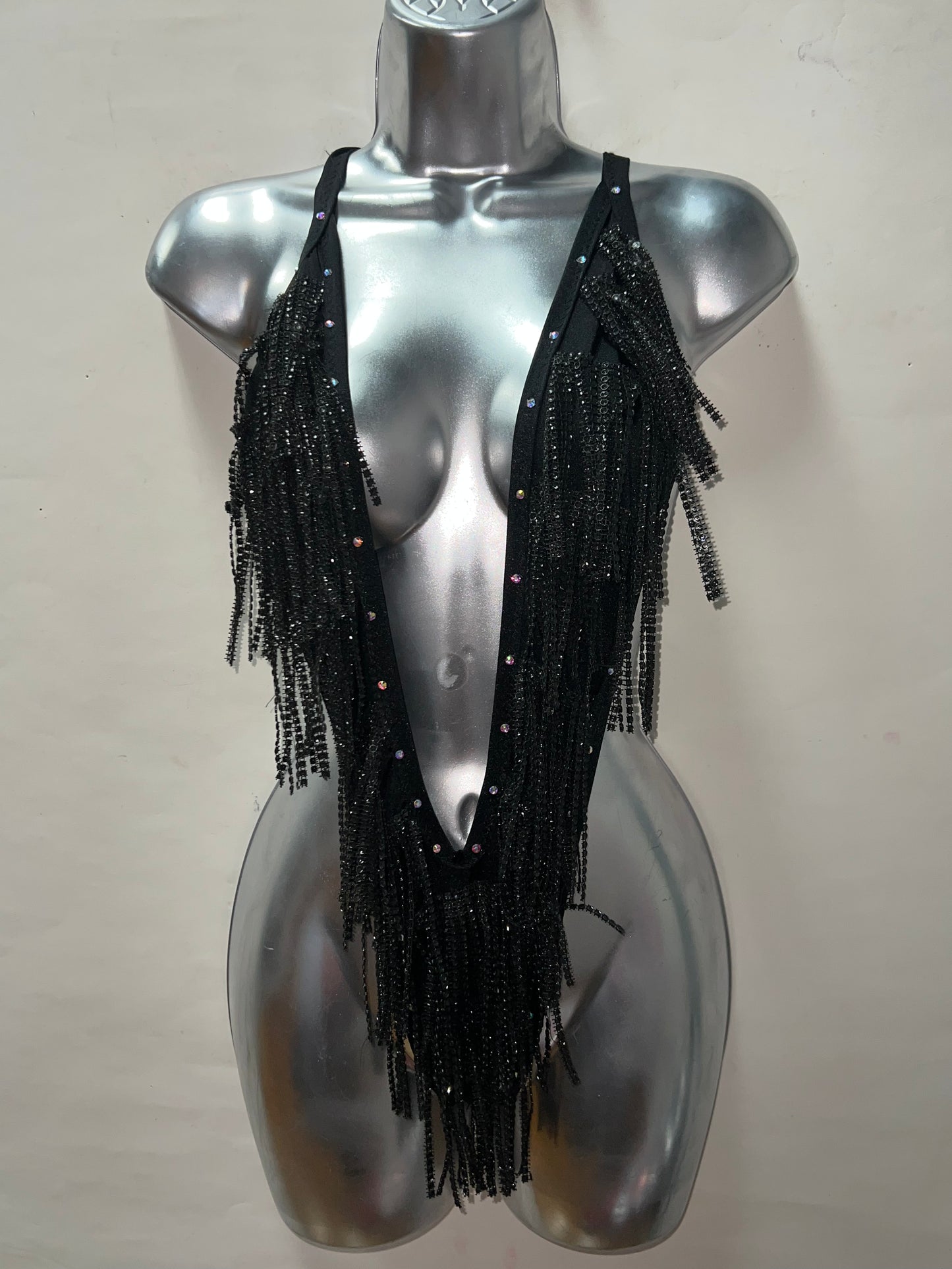 One Piece Black Fringe Ensemble