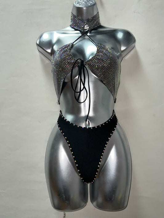 Two Piece Rhinestone Short Set