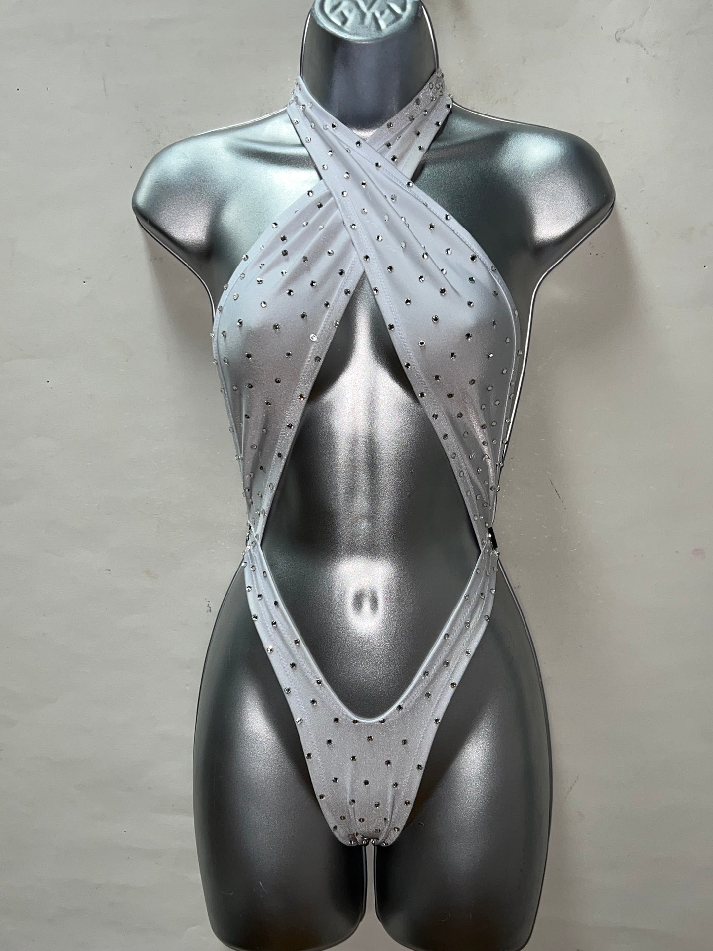 One Piece Rhinestone White Ensemble