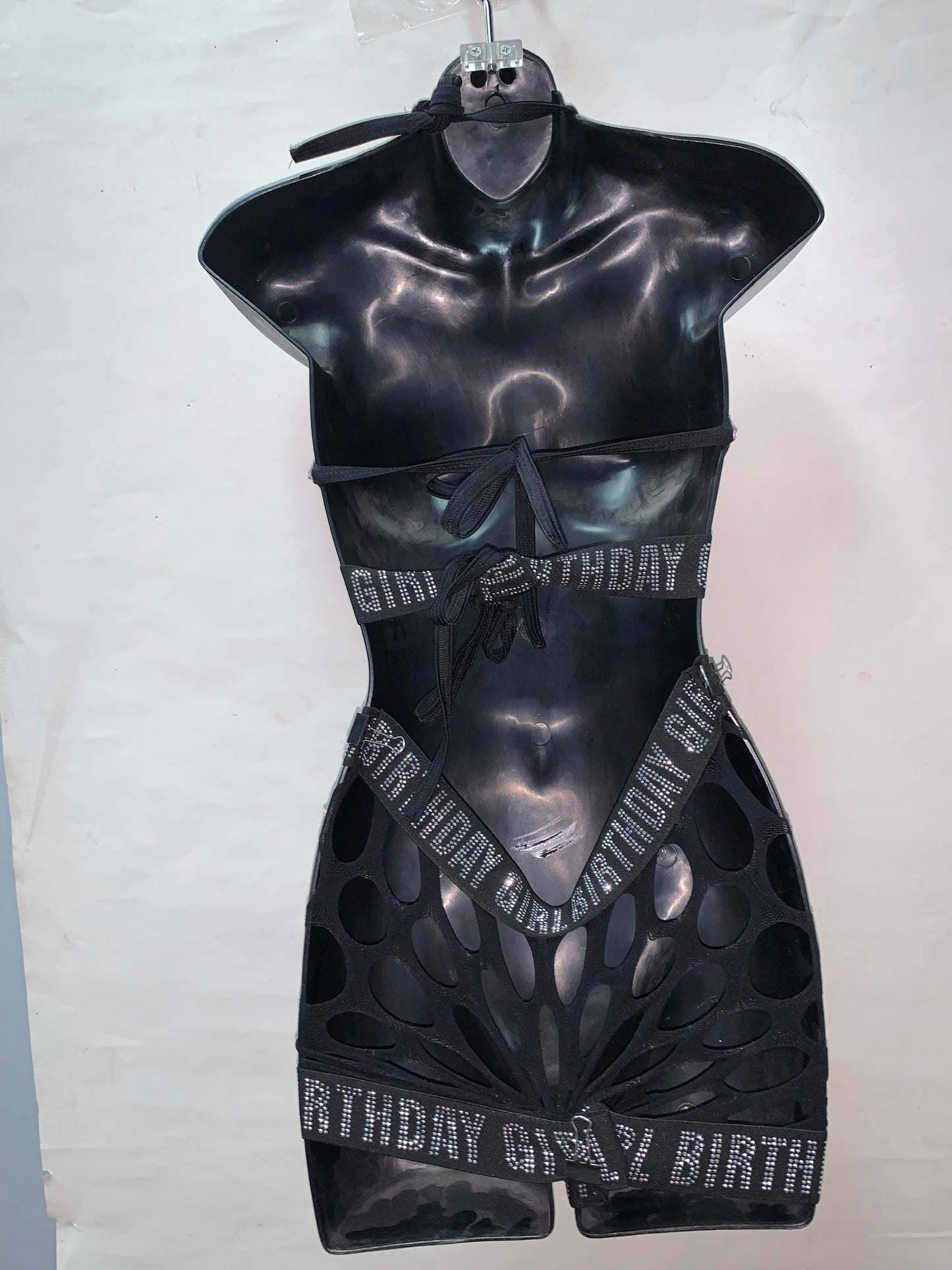 “BIRTHDAY GIRL” TWO PIECE FISHNET SHORTS SET