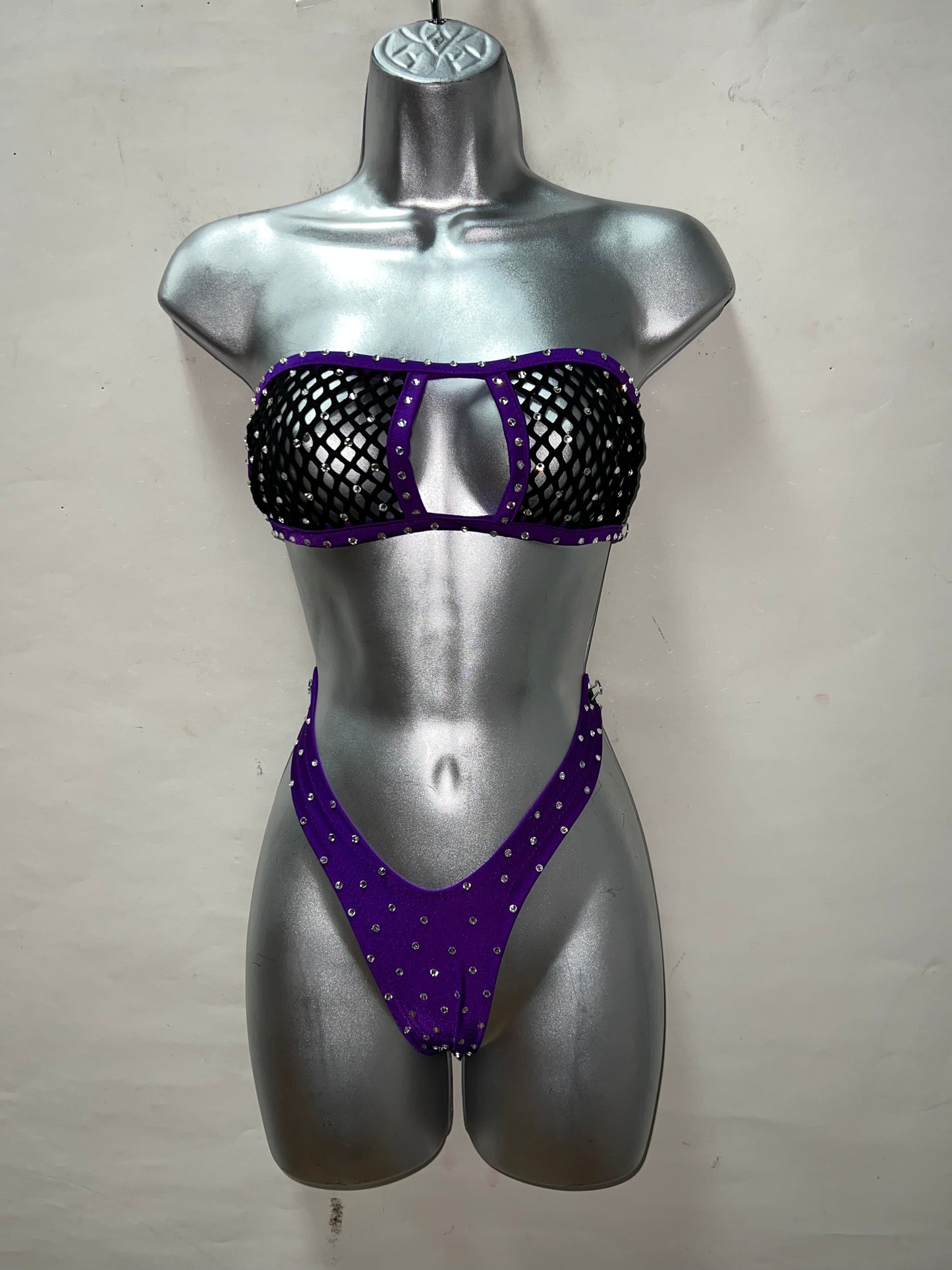 Two Piece Purple Fishnet Set