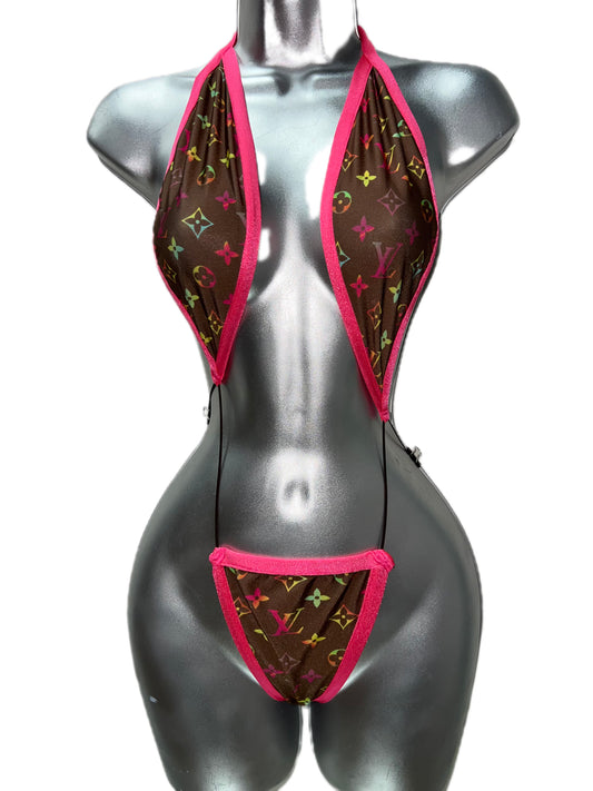 ONE PIECE PINK AND BROWN OUTFIT