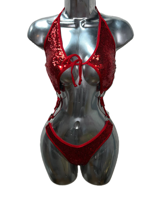 RED SEQUIN ONE PIECE