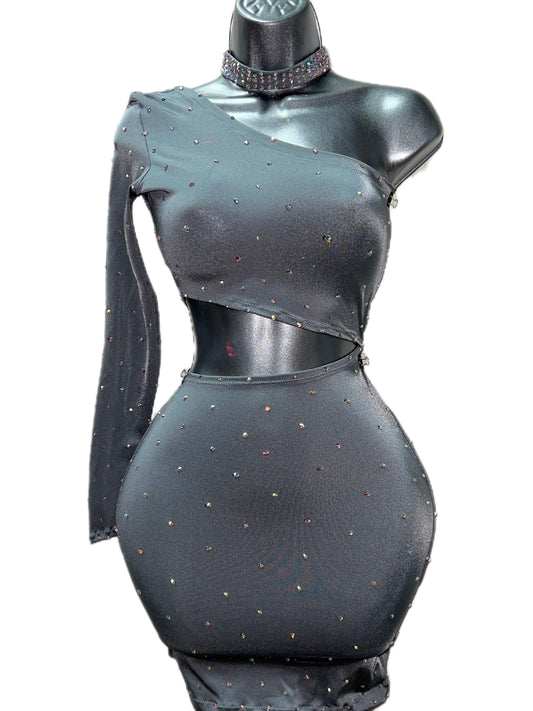 GRAY ONE SLEEVE DRESS