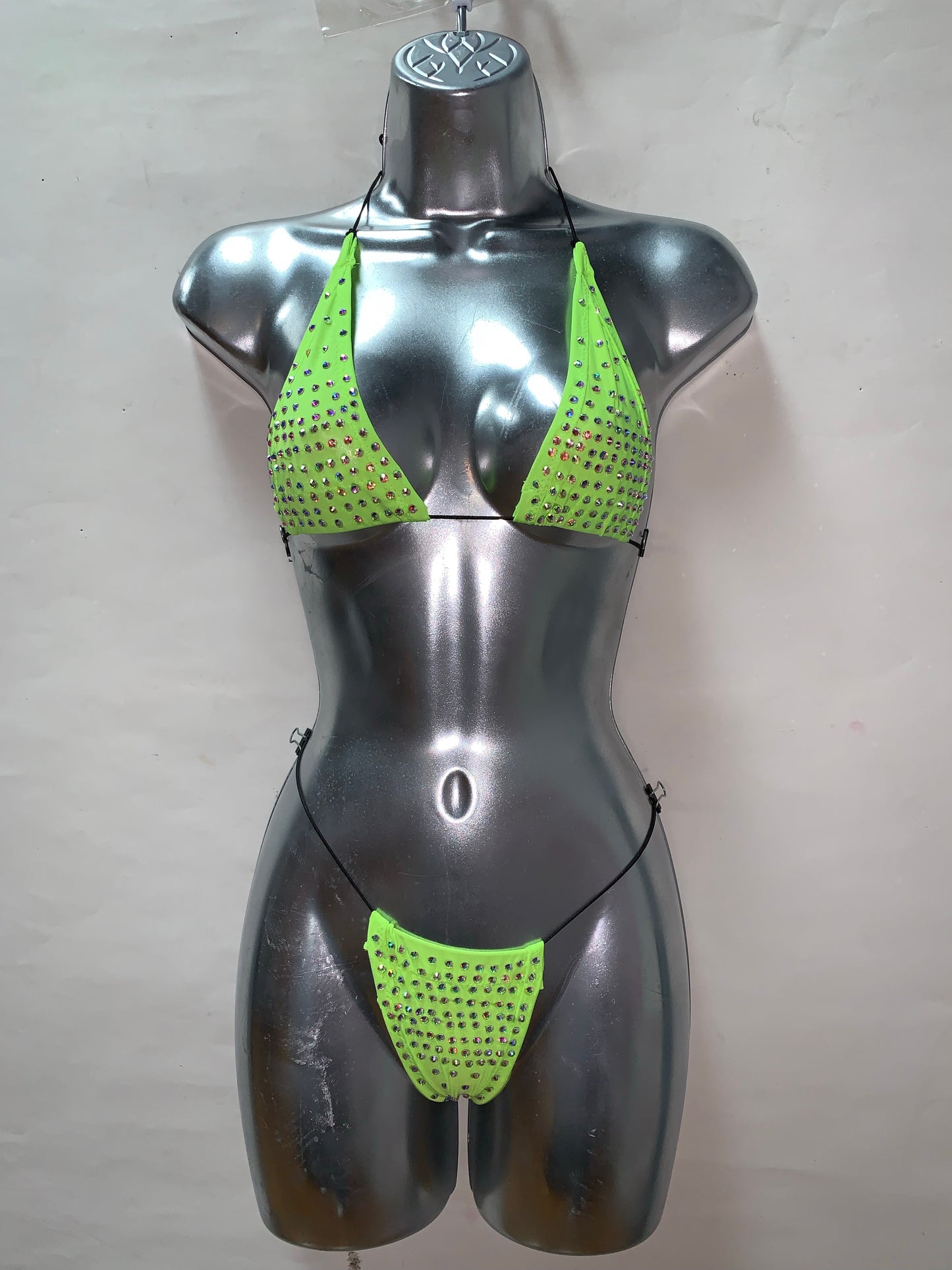 Two Piece Rhinestone Thong Set