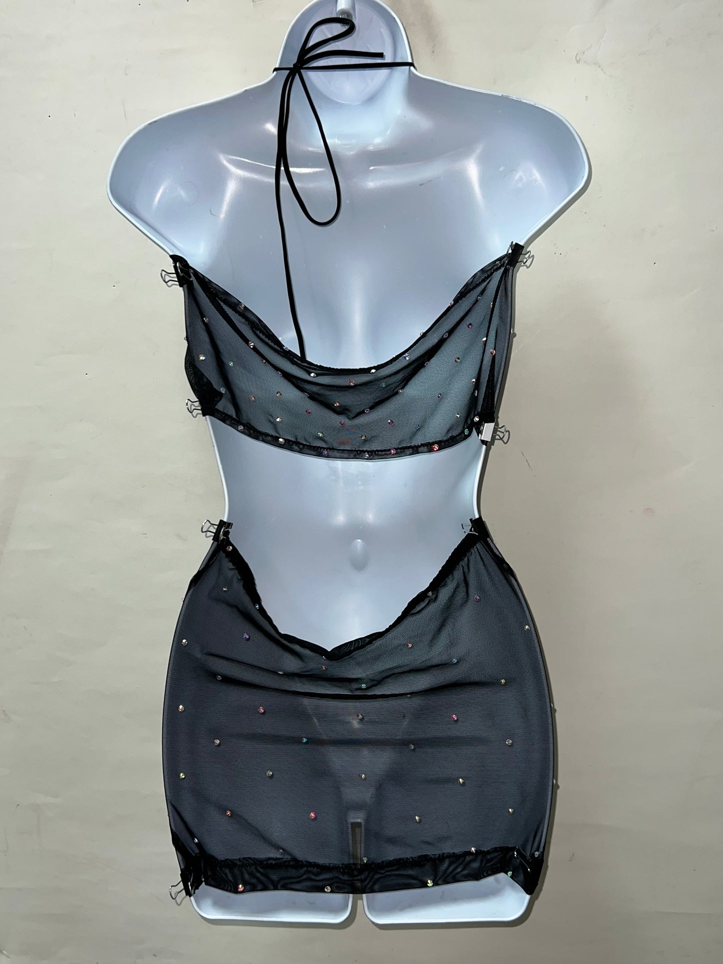 Two Piece Blk Mesh Set