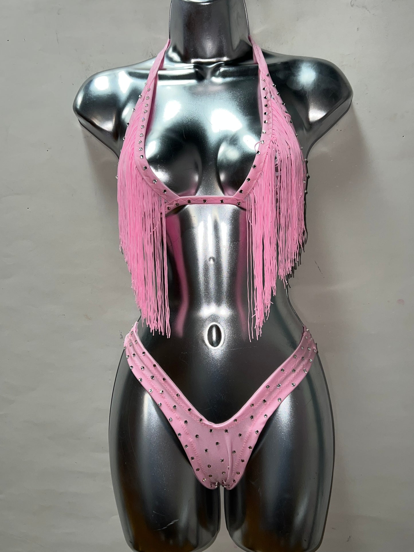 Two Piece Pink Fringe Set