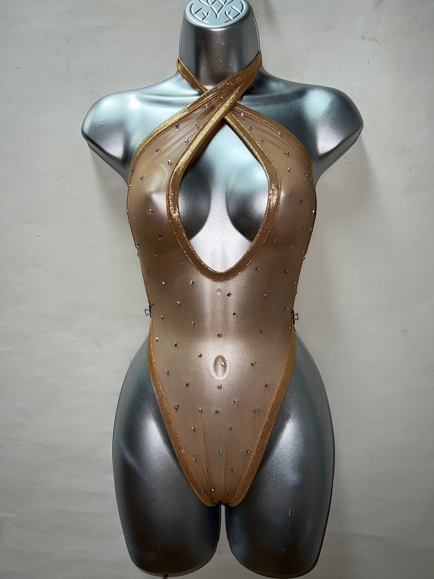 One Piece Nude Rhinestone Ensemble