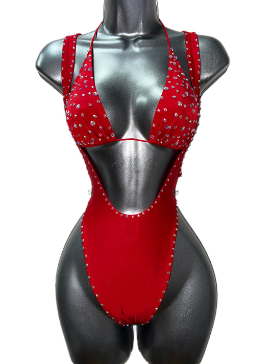 RED TWO PIECE BODYSUIT