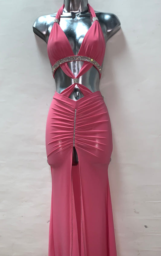 pINK FLOOR LENGTH GOWN WITH RHINESTONES