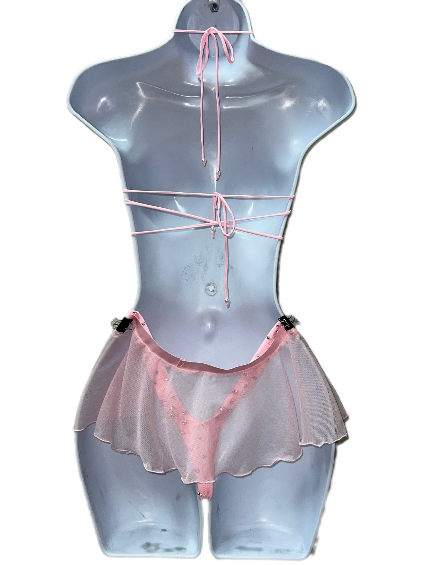 BABY PINK THREE PIECE SKIRT SET