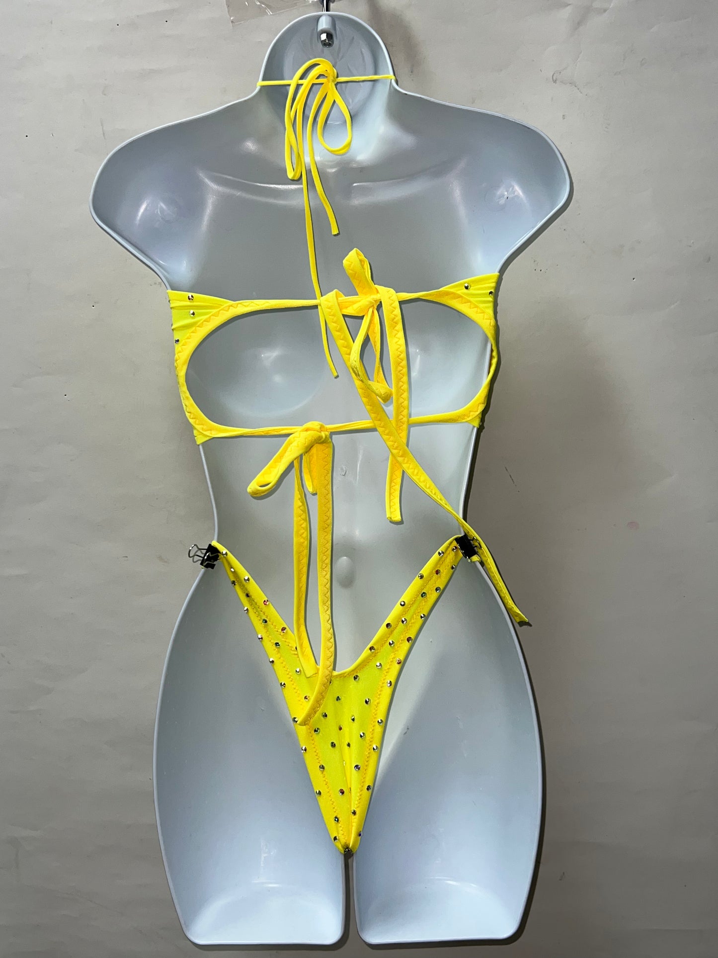 Two Piece Yellow Thong Short Set