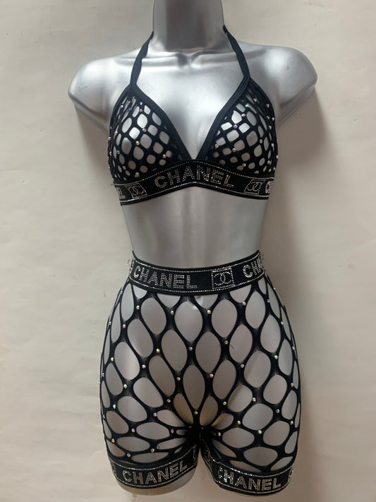 Two Piece Triangle Top Short Set