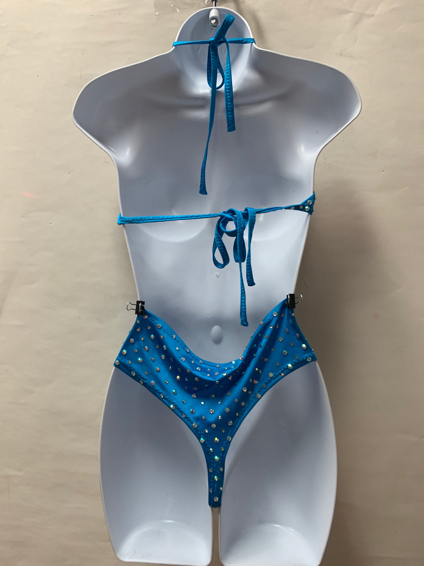 BLUE HIGH WAIST FISHNET SET