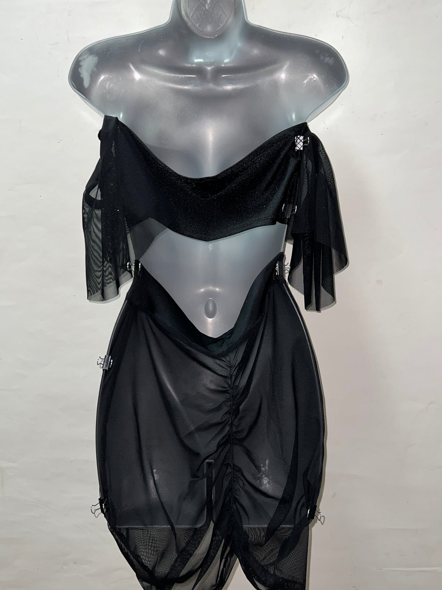 Black Mesh Skirt Set