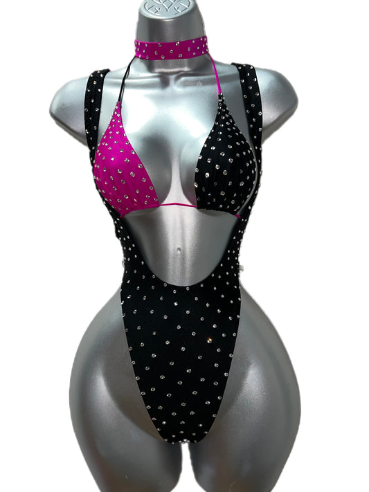 BLACK AND PINK TWO PIECE