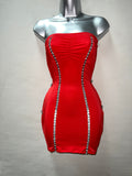 Rhinestone Red Tube Dress