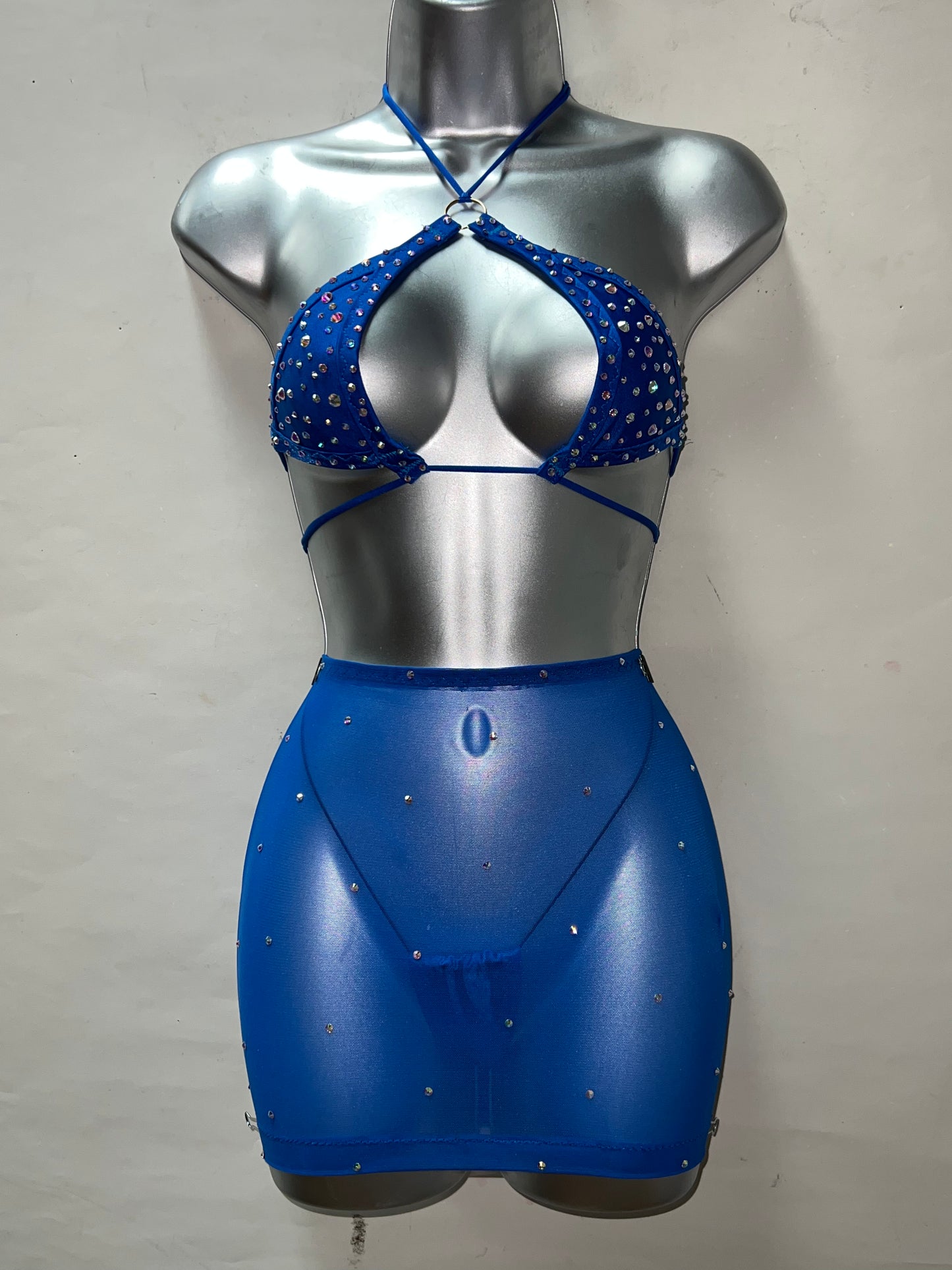 Three Piece Blue Skirt Set