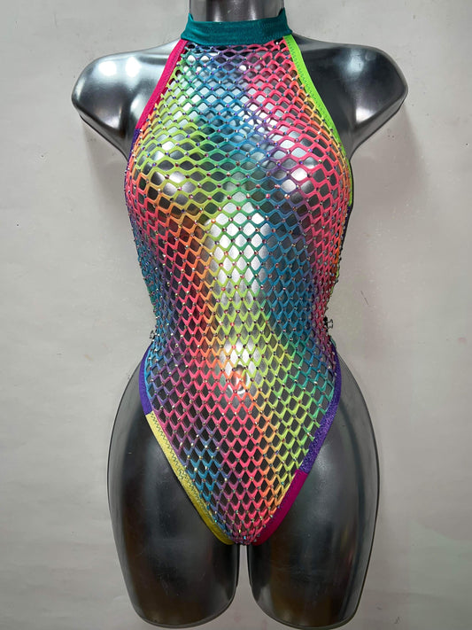 RAINBOW FISNET BODYSUIT