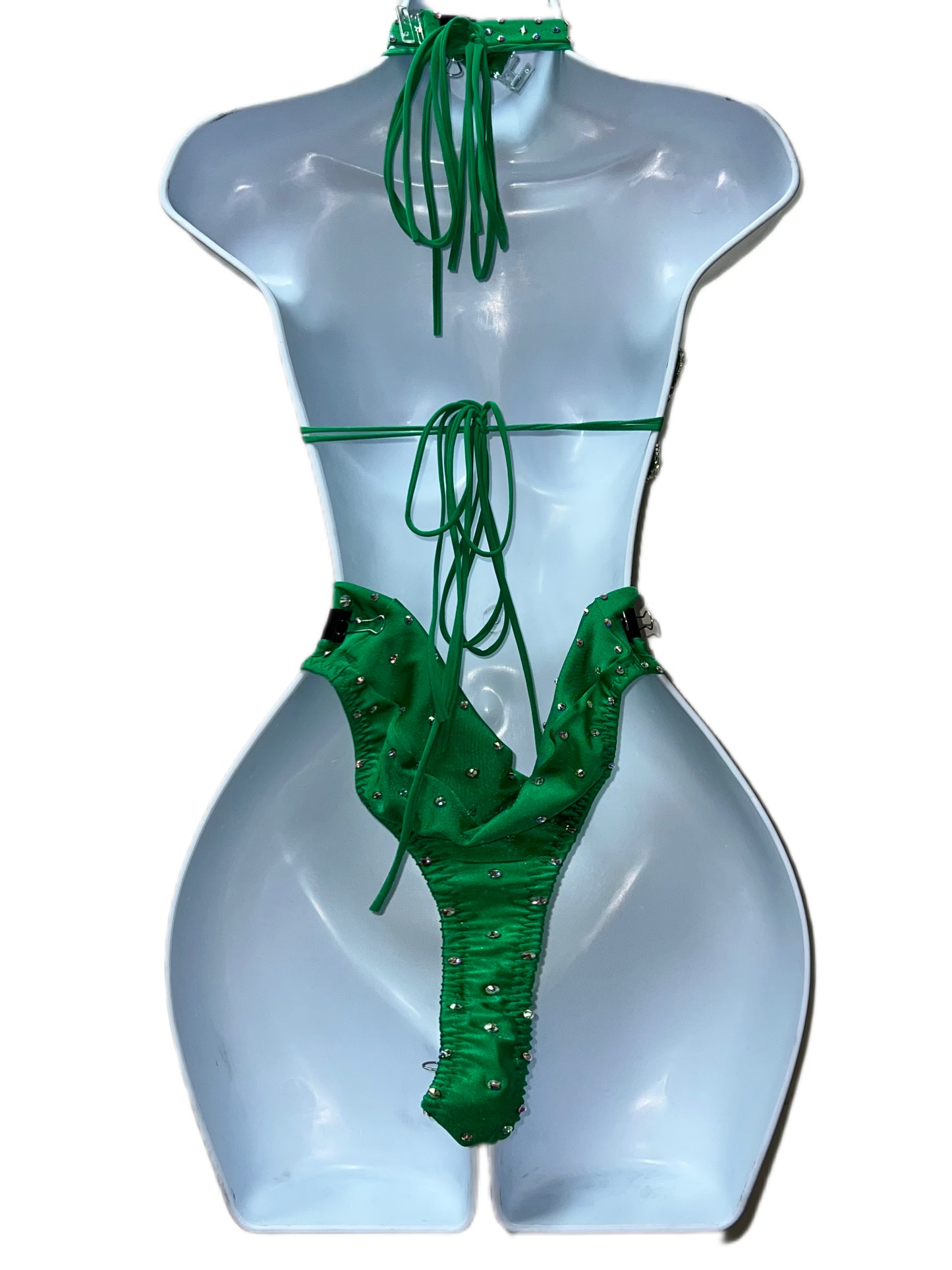 GREEN FLOWER BRA SET