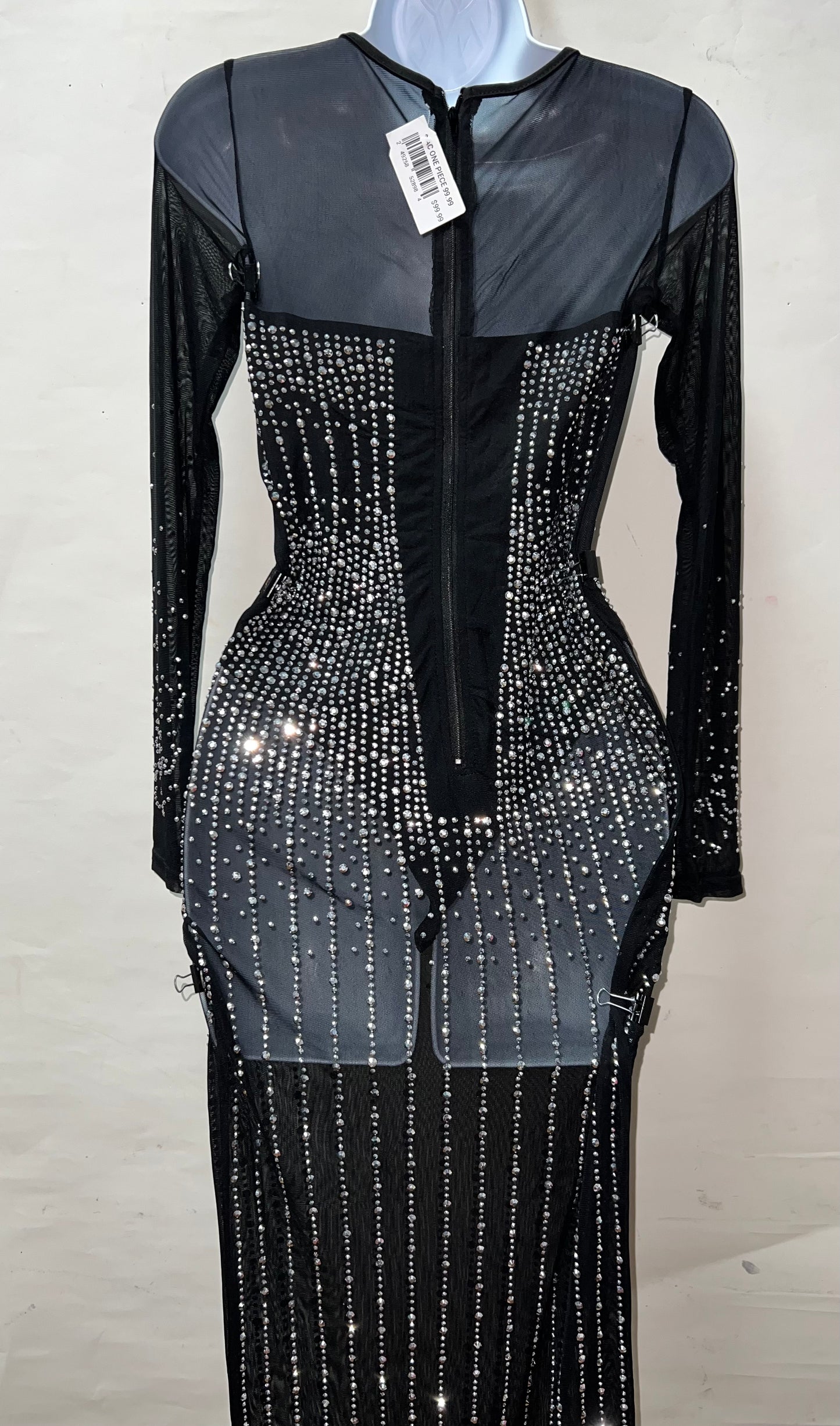 Rhinestone Mesh Gown