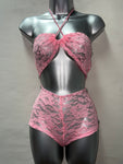 Two Piece Pink Lace Set