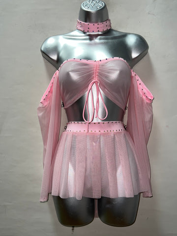 Three Piece Pink Skirt Set