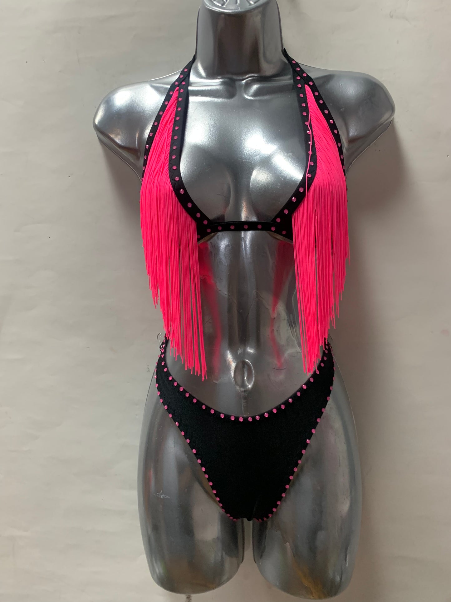 Two Piece Pink Fringe Set