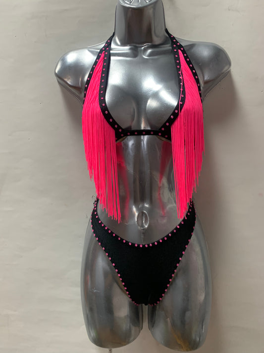 Two Piece Pink Fringe Set
