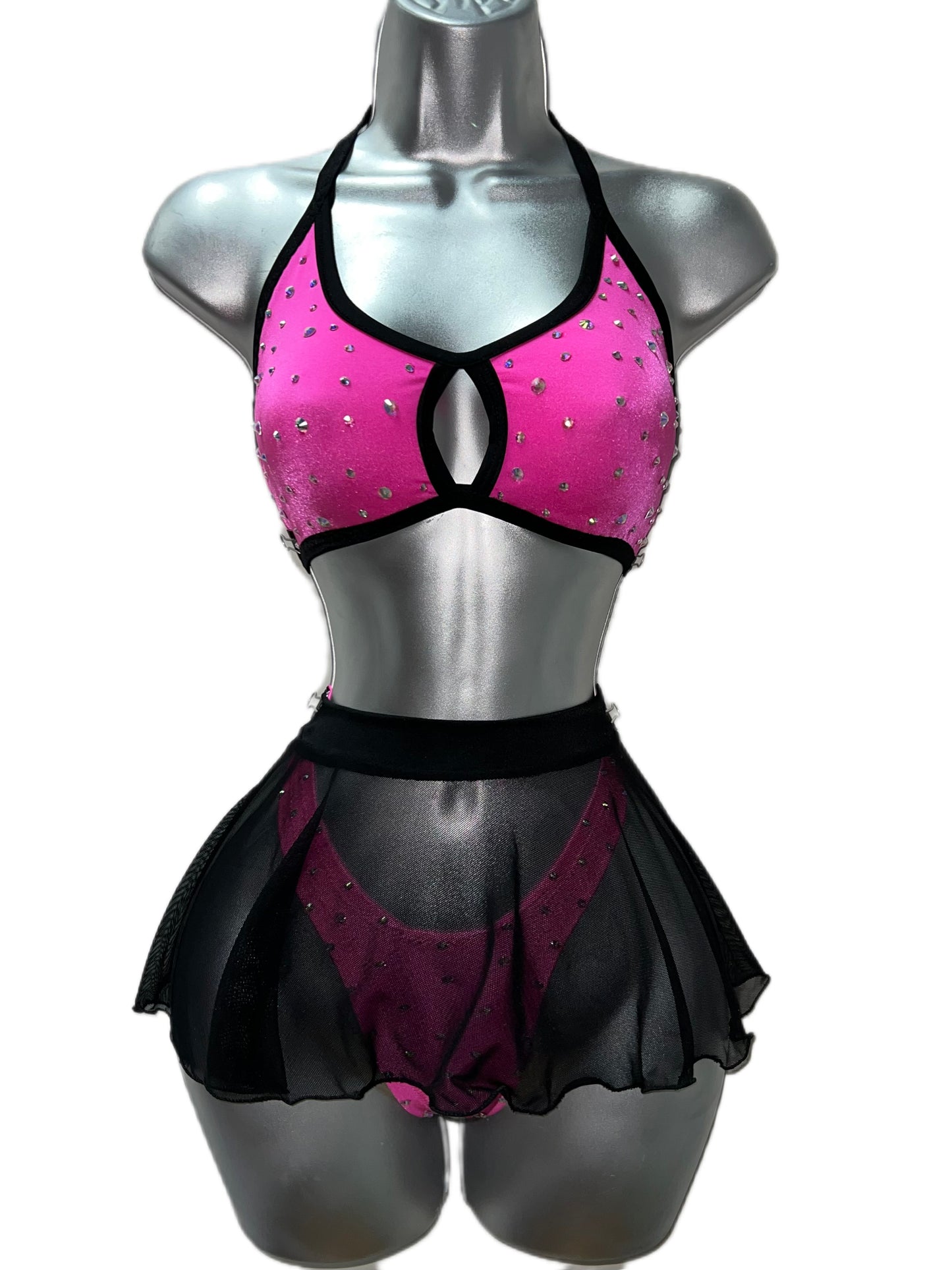 PINK AND BLACK SKIRT SET