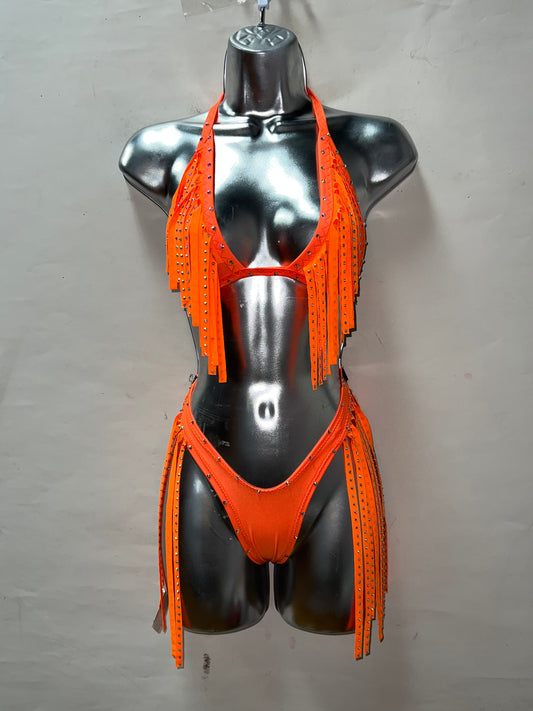 Two Piece Orange Fringe Set