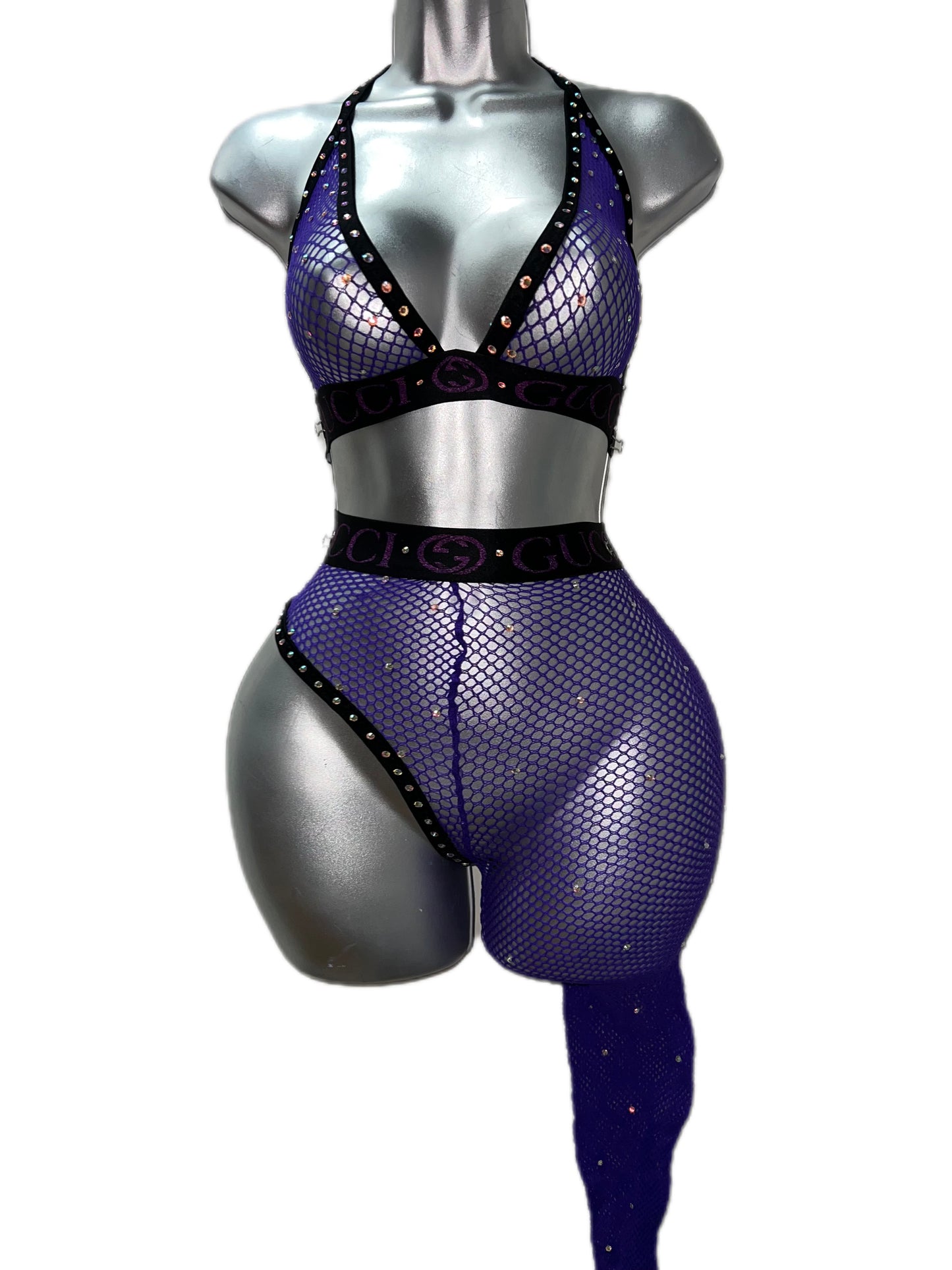 PURPLE FISHNET TWO PIECE