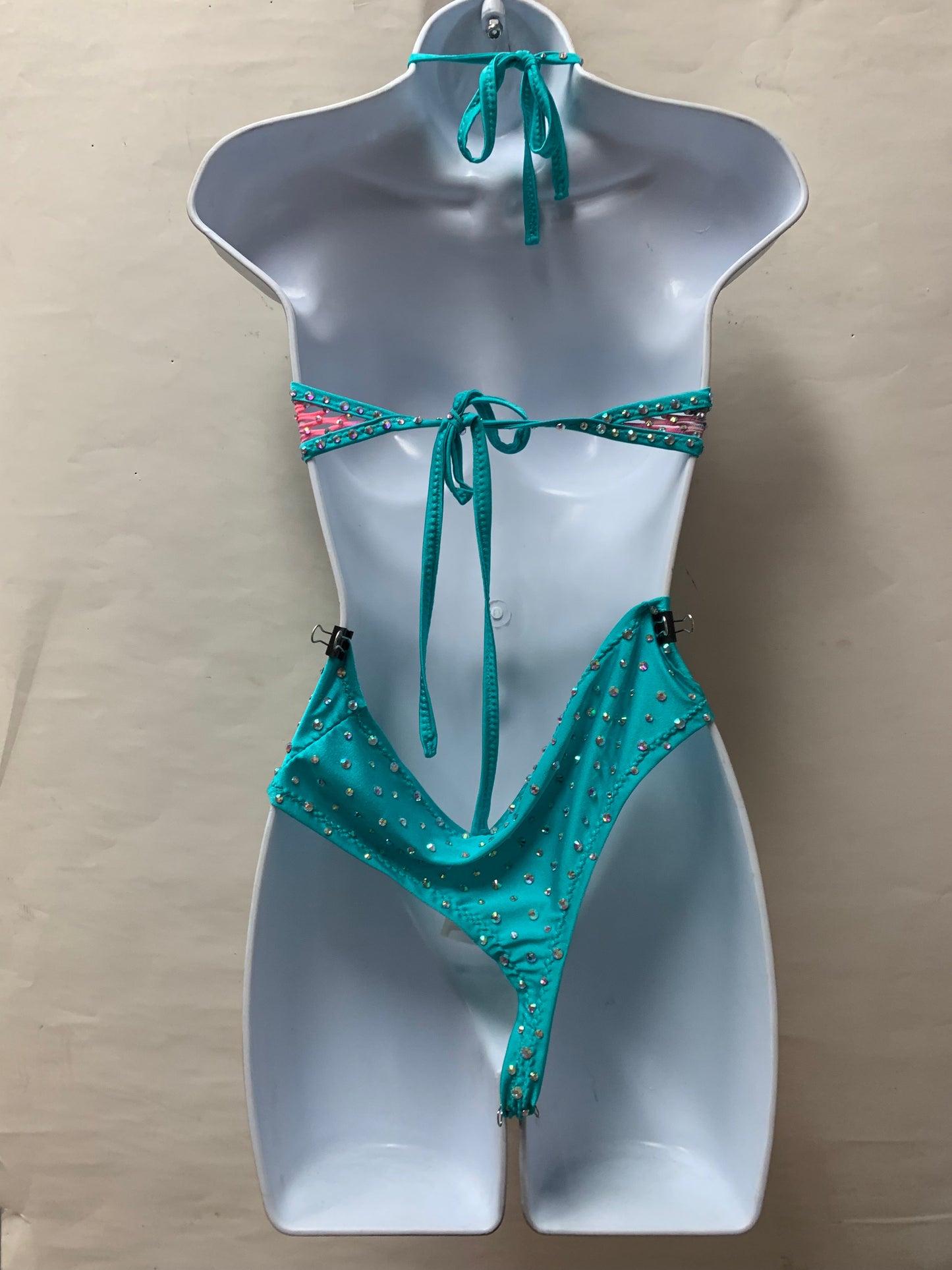 BLUE HIGH WAIST FISHNET SET