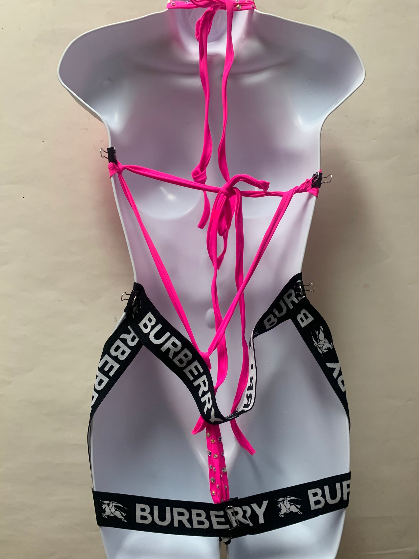 HOT PINK ONE PIECE WITH CHAPS