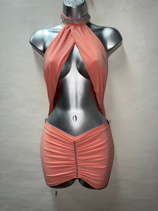 Rhinestone Choker Dress