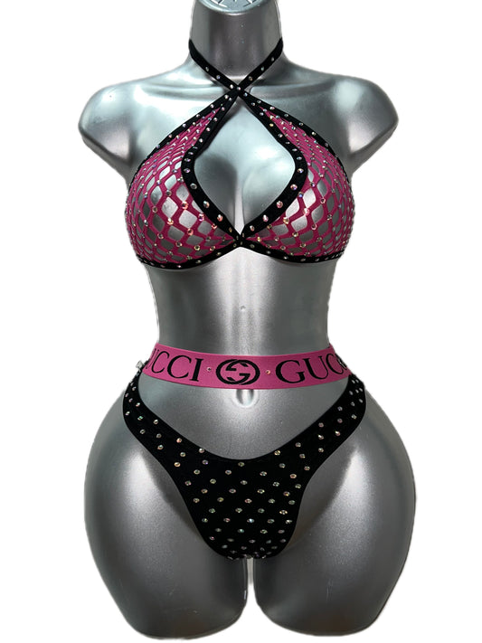 PINK AND BLACK TWO PIECE SET
