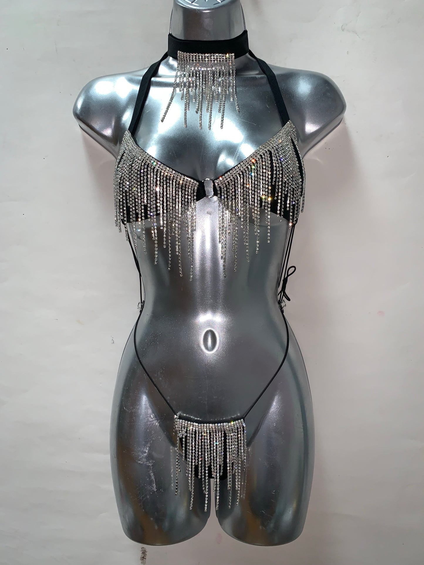 3PC RHINESTONE FRINGE SET