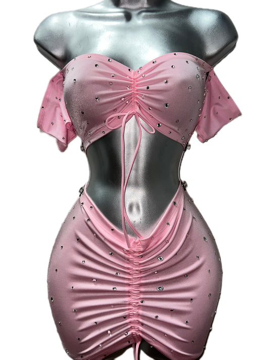 Two Piece Pink Skirt Set