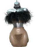 Three Piece Ostrich Feathered Skirt Set