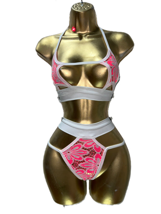 PINK AND WHITE TWO PIECE