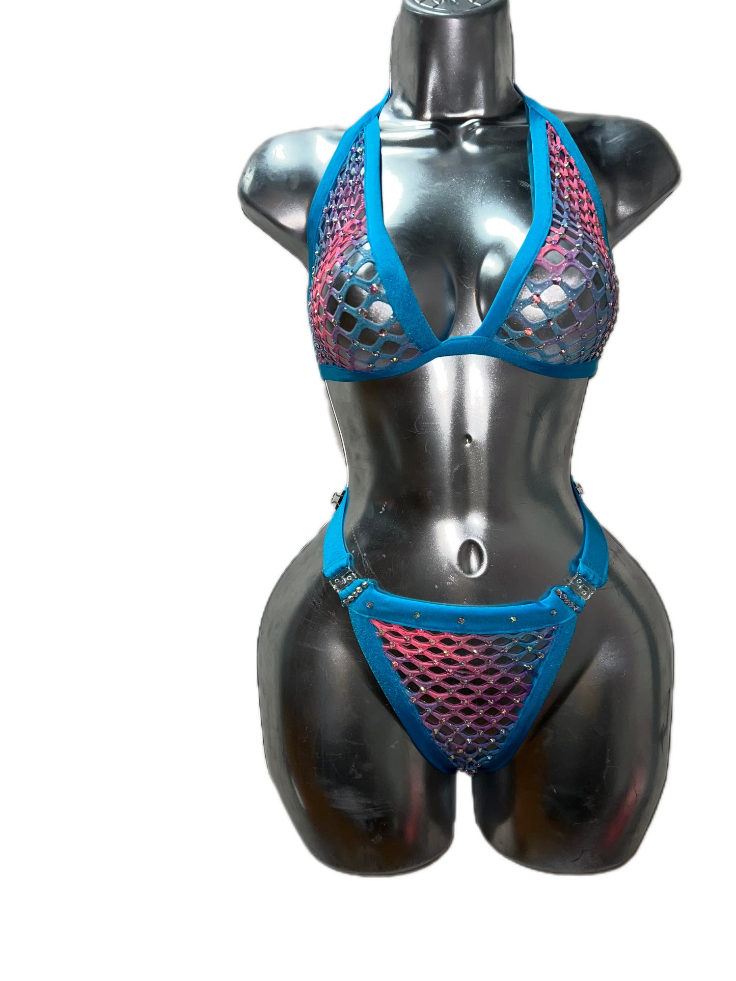 BLUE FISHNET TWO PIECE