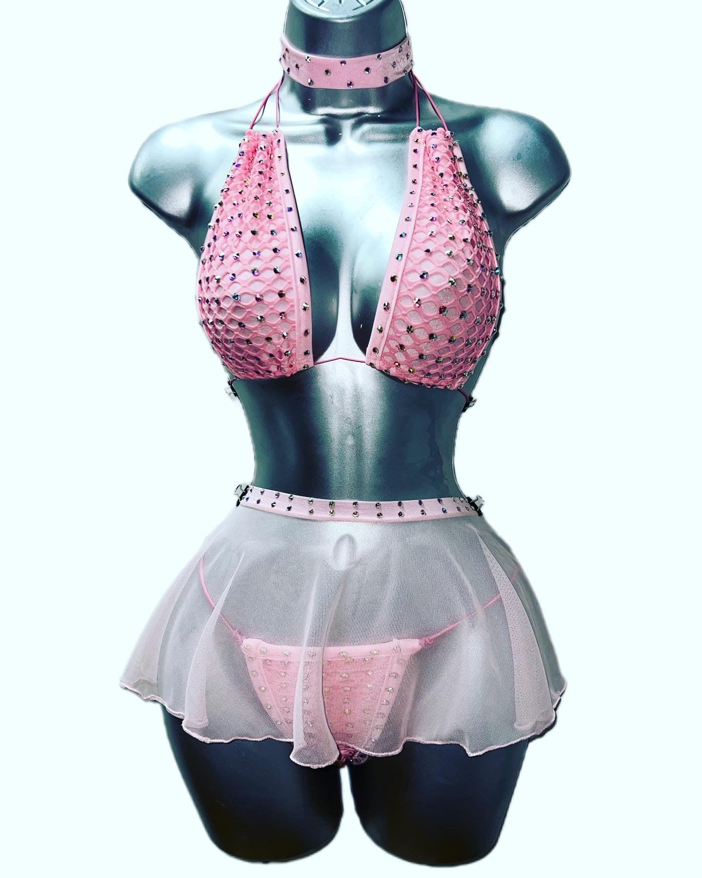 Three Piece Pink Skirt Set