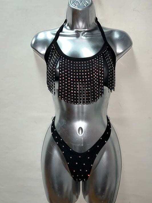 Two Piece Fringe Thong Short Set